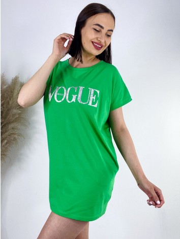 Dámske tričkové oversize šaty VOGUE - zelené