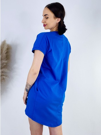 Dámske tričkové oversize šaty VOGUE - modré