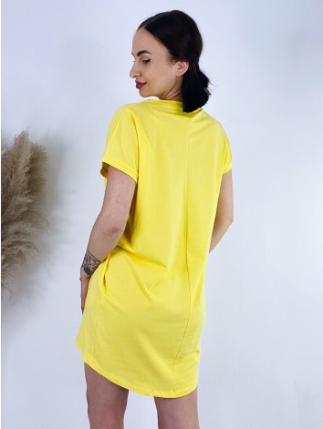 Dámske tričkové oversize šaty VOGUE - žlté