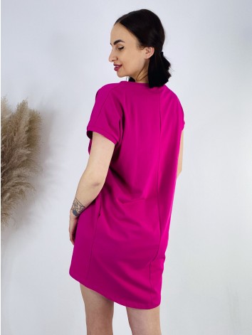 Dámske tričkové oversize šaty VOGUE - cyklamenové