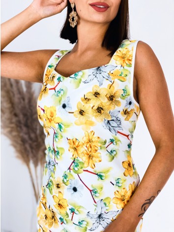 Dámske spoločenské šaty s kvetovanou potlačou pre moletky a prehozom