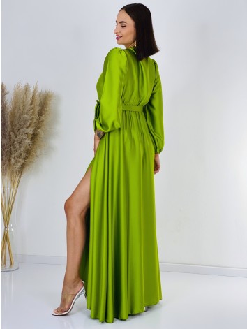 Dámske dlhé spoločenské šaty s dlhým rukávom Vanes - zelené