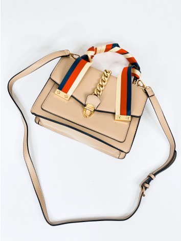 Exkluzívna kabelka s remienkom a dvoma priehradkami - béžová