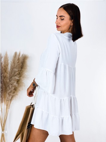 Dámske biele košeľové šaty s volánmi