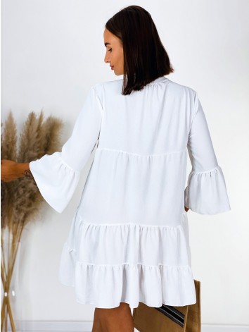 Dámske biele košeľové šaty s volánmi