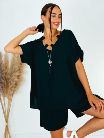 Dámsky čierny komplet s ozdobnou retiazkou pre moletky