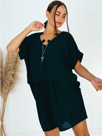 Dámsky čierny komplet s ozdobnou retiazkou pre moletky