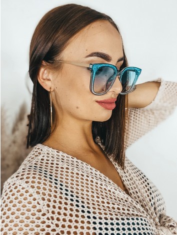 Dámske modré slnečné okuliare s kamienkami