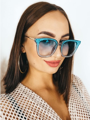 Dámske modré slnečné okuliare s kamienkami