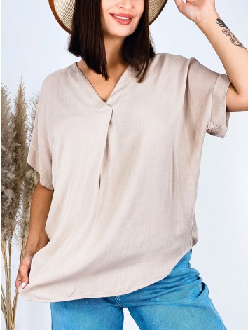 Ľanová hnedá dámska oversize blúzka