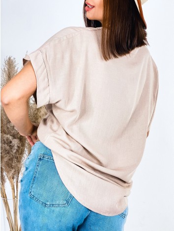 Ľanová hnedá dámska oversize blúzka