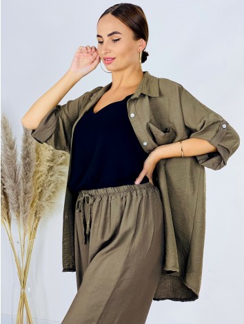 Dámsky košeľovo nohavicový komplet Stella - khaki