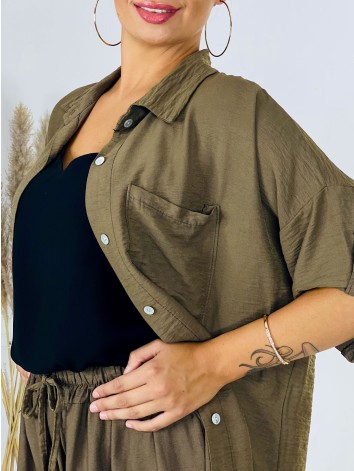 Dámsky košeľovo nohavicový komplet Stella - khaki