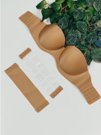 Samodržiaca push-up bezšvová podprsenka - béžová