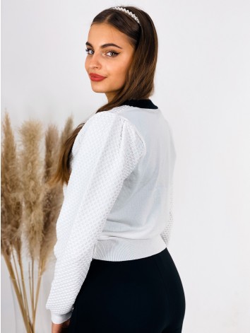 Dámsky úpletový sveter s gombíkmi CHANILA - biely
