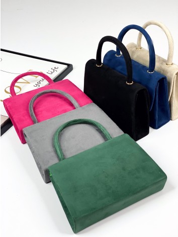 Dámska semišová spoločenská kabelka s remienkom - béžová