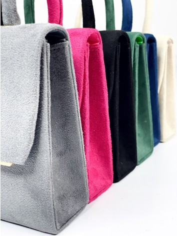 Dámska semišová spoločenská kabelka s remienkom - béžová