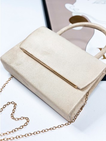 Dámska semišová spoločenská kabelka s remienkom - béžová