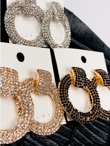 Dámske elegantné zlaté náušnice s kamienkami KERIJA