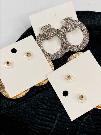 Dámske elegantné zlaté náušnice s kamienkami KERIJA