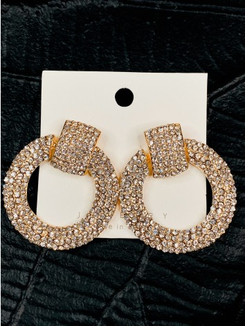 Dámske elegantné zlaté náušnice s kamienkami KERIJA