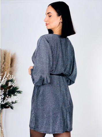Dámske oversize strieborné trblietavé šaty GRELA