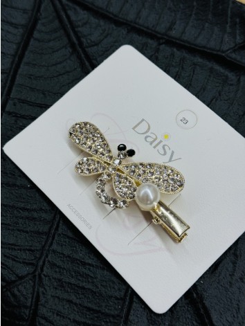 Dámska strieborno-zlatá štipcová sponka do vlasov DRAGONFLY