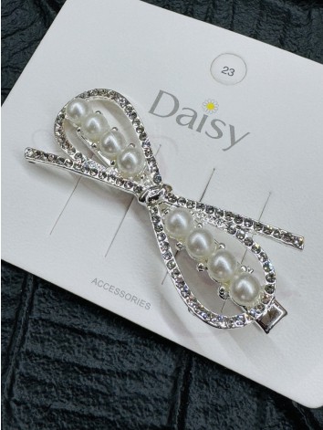 Dámska strieborna štipcová sponka do vlasov RIBBON