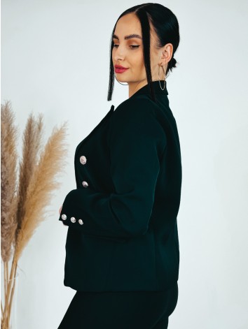 Dámske elegantné sako s gombíkmi a vreckami - čierne