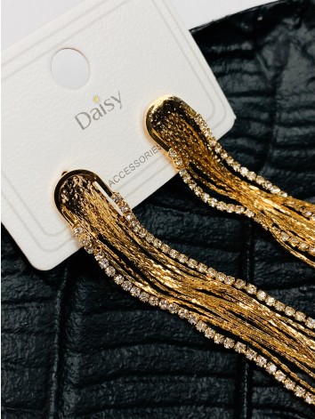 Dámske elegantné dlhé zlaté náušnice