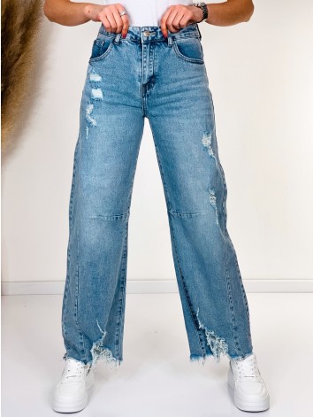 Dámske široké svetlo modré rifle Fergia