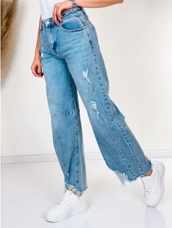 Dámske široké svetlo modré rifle Fergia