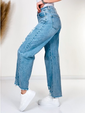 Dámske široké svetlo modré rifle Fergia