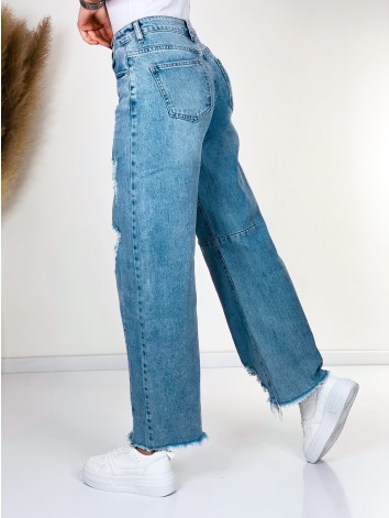 Dámske široké svetlo modré rifle Fergia