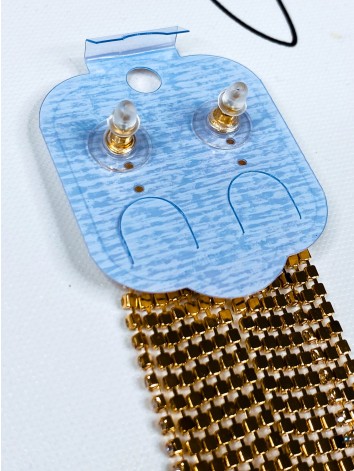 Dámske štrasové zlaté náušnice s kamienkami