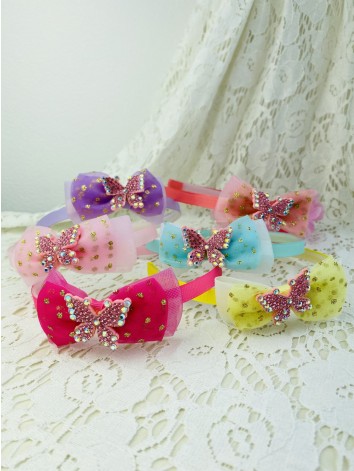 Detská korálová čelenka s mašličkou