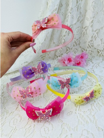 Detská korálová čelenka s mašličkou