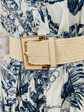 Dámsky béžový hrubý pletený opasok