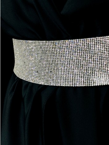 Dámsky strieborný hrubý opasok s kamienkami