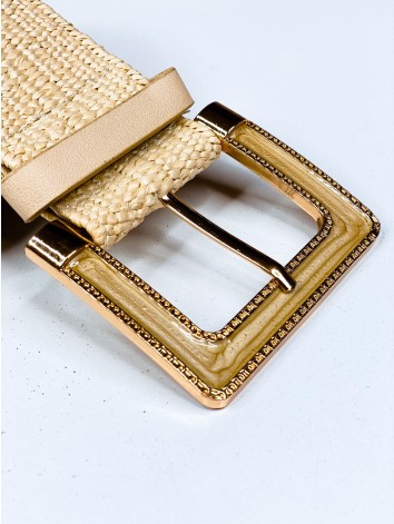 Dámsky béžový hrubý pletený opasok