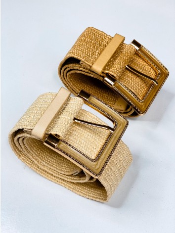 Dámsky béžový hrubý pletený opasok