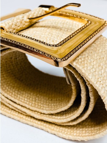 Dámsky béžový hrubý pletený opasok