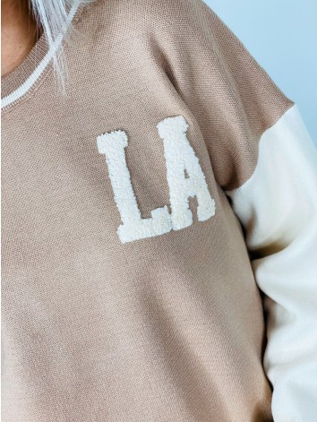 Dámsky oversize svetrík Los Angeles - béžový
