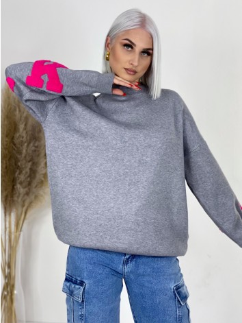 Dámsky sivý oversize svetrík NEW YORK