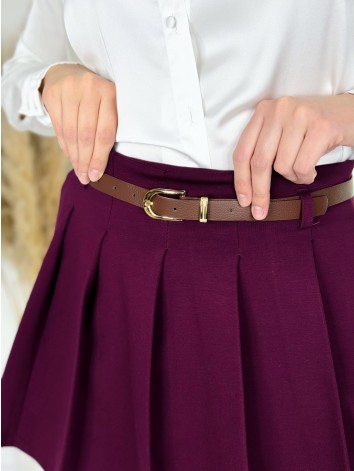 Dámske bordové sukňové kraťasy s opaskom