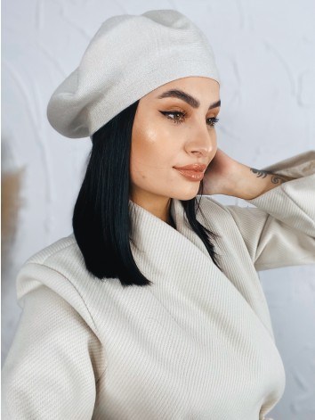 Béžová dámska elegantná baretka Bella