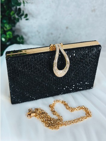 Čierna dámska spoločenská kabeka s kamienkami Lusy