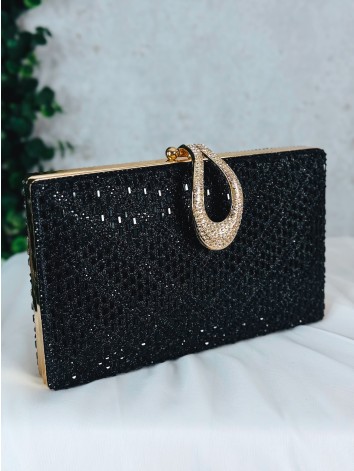 Čierna dámska spoločenská kabeka s kamienkami Lusy