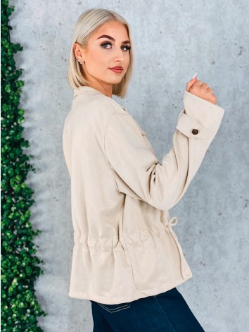 Dámska béžová semišová koženka so sťahovaním v páse