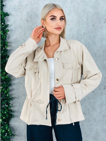 Dámska béžová semišová koženka so sťahovaním v páse